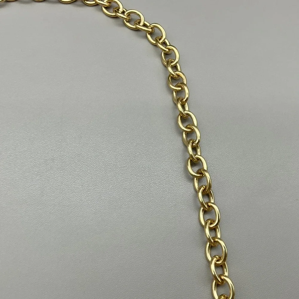 Ann Taylor Necklace Women Gold Tone Rhinestone Pave Link Chain Long Toggle 26